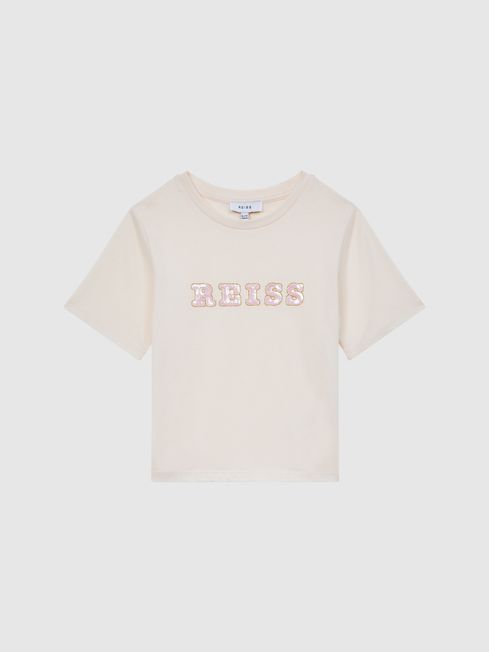 Reiss Pale Pink Jasmine Junior Sequin T-Shirt