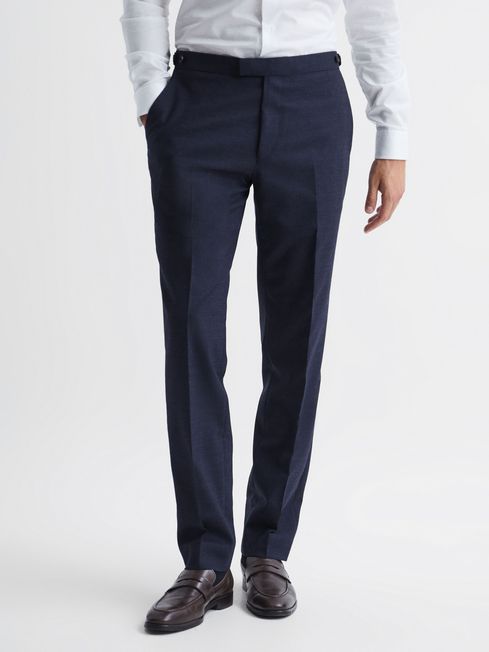 Reiss Blue Broadgate Prince Of Wales Check Mixer Trousers