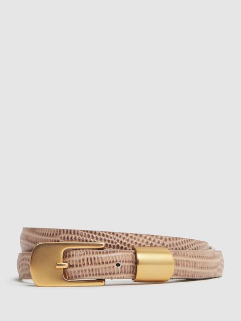 Reiss Blush Karla Leather Thin Belt