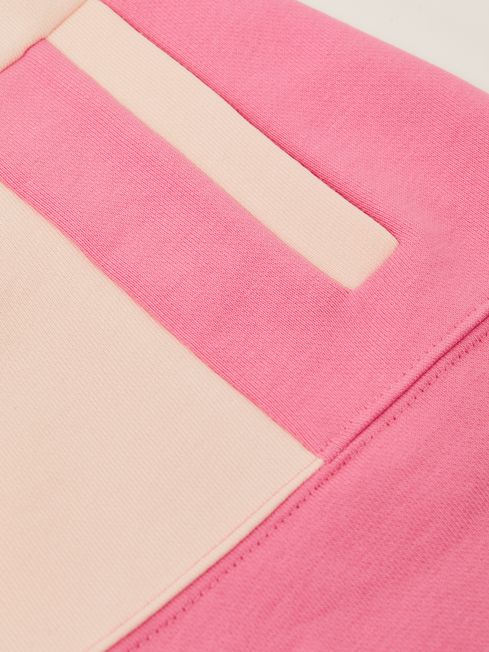 Reiss Pink Macey Junior Colourblock Cotton Drawstring Skirt