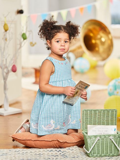 JoJo Maman B b Duck Egg Girls Duck Appliqu Gingham Dress
