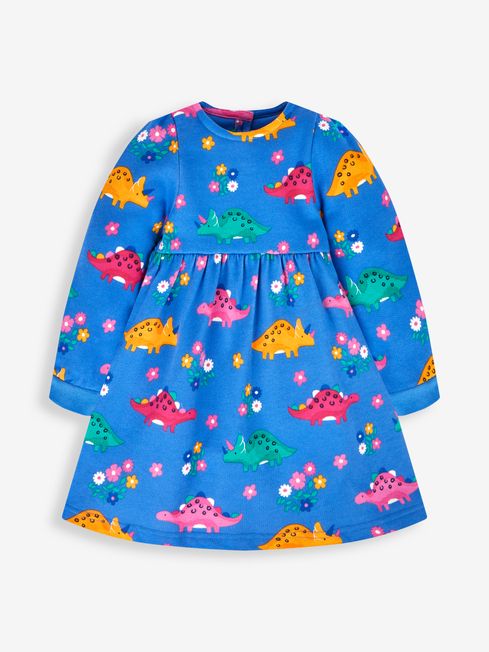 JoJo Maman Bébé Blue Girls' Dino Sweat Dress