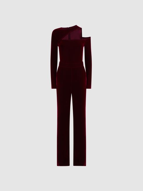 Reiss Berry Adele Velvet Off The Shoulder Jumpsuit