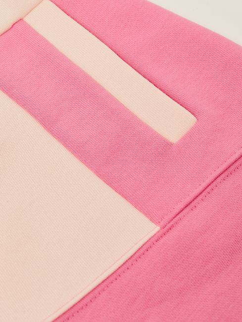 Reiss Pink Macey Senior Colourblock Cotton Drawstring Skirt