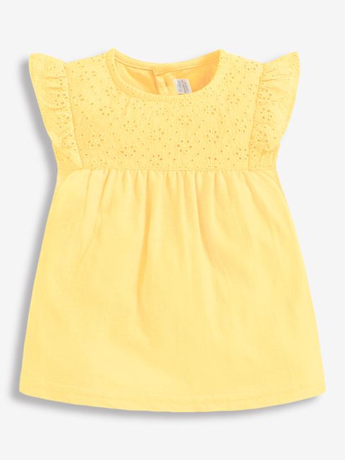 JoJo Maman Bébé Yellow Girls' Pretty Embroidered Top