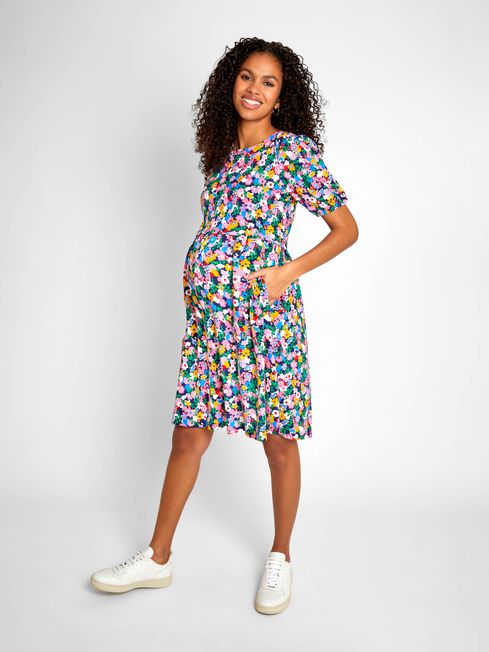 JoJo Maman Bébé Multi Floral Floral Double Layer Maternity & Nursing Dress