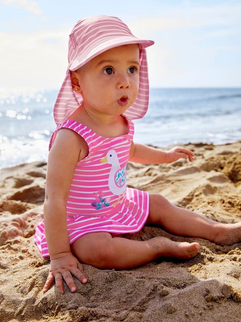 JoJo Maman Bébé Pink Stripe Swimsuit With Integral Nappy