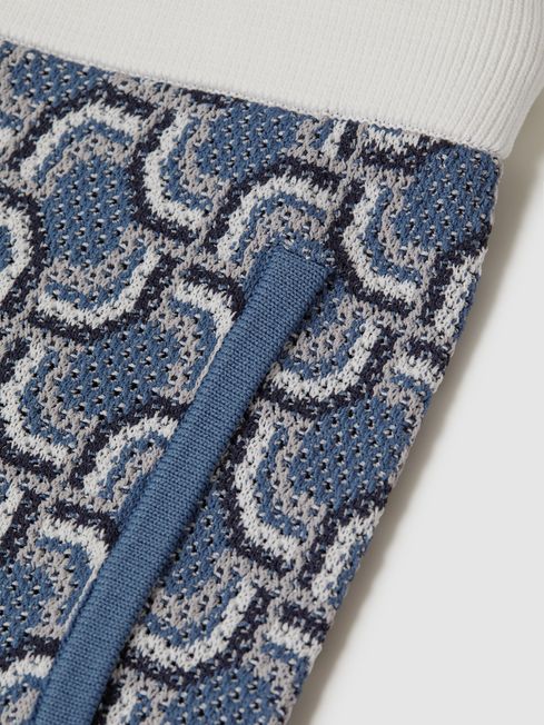 Reiss Blue Bloom Junior Knitted Patterned Drawstring Shorts