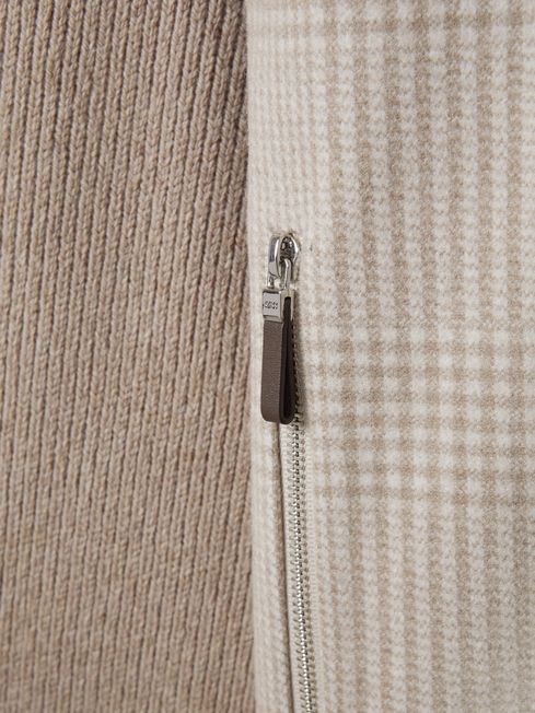 Hybrid Knit Zip-Through Jacket in Oatmeal
