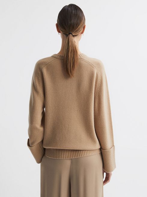Reiss Camel Laura Wool-Cashmere Casual Fit Jumper