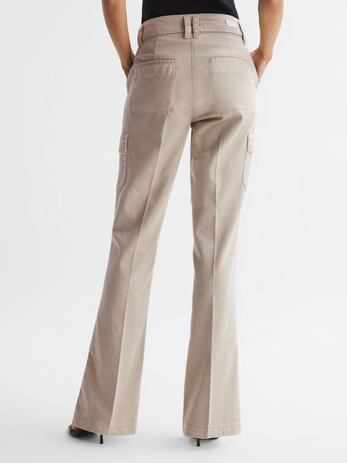 Reiss Vintage Warm Sand Dion Paige Flared Cargo Trousers