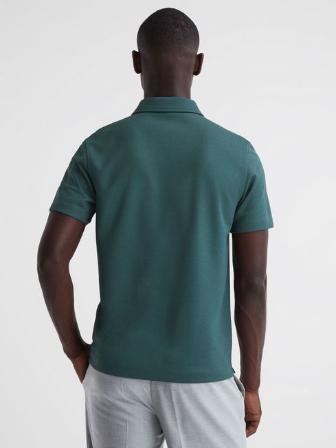 Slim Fit Half-Zip Polo Shirt in Emerald