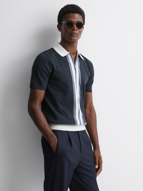 Reiss Floyd Slim Fit Half-Zip Polo Shirt