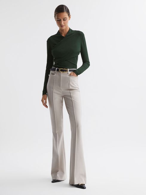 Reiss Ellie Fitted Long Sleeve Wrap Top | REISS USA