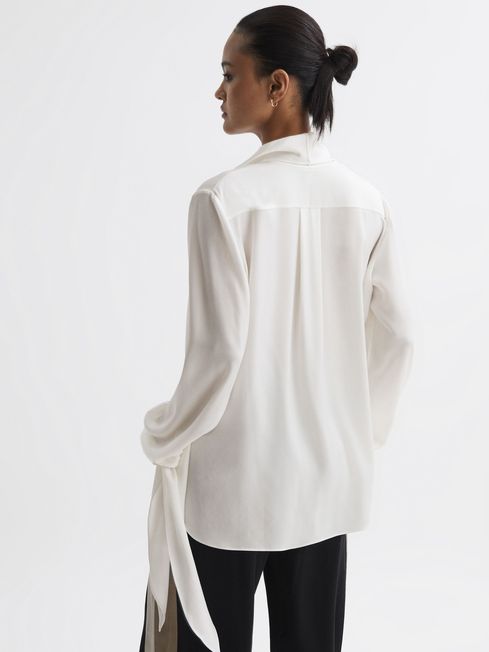 Reiss Ivory Giselle Tie Detail Blouse