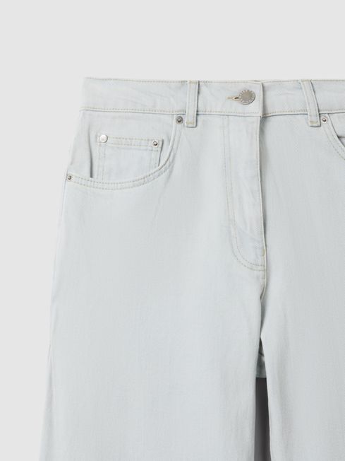 Flared Side Seam Jeans in Light Blue