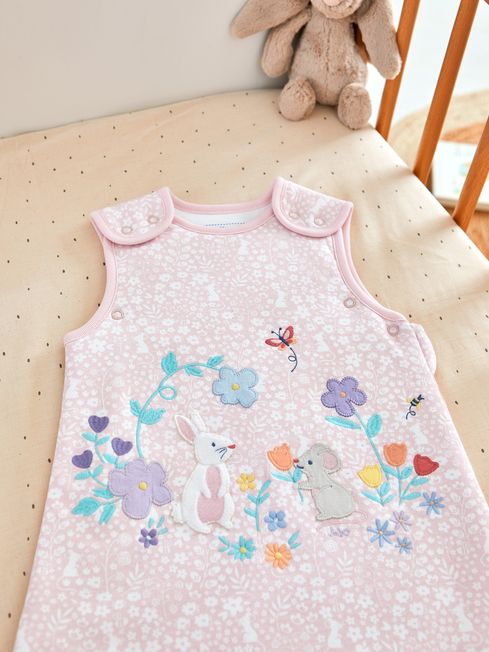Pink Meadow Applique 1.5 Tog Baby Sleeping Bag JoJo Maman Bebe