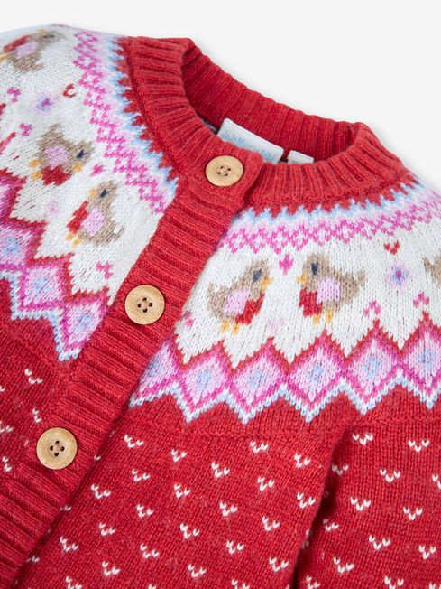 Red fair isle cardigan hot sale