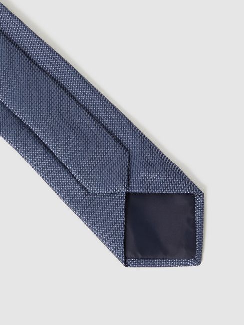 Textured Silk Blend Tie in Airforce Blue