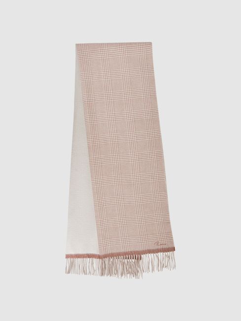 Reiss Biscuit Eve Wool Blend Double-Sided Embroidered Scarf