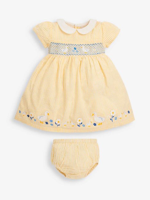 Yellow Girls Yellow Duck Smocked Dress