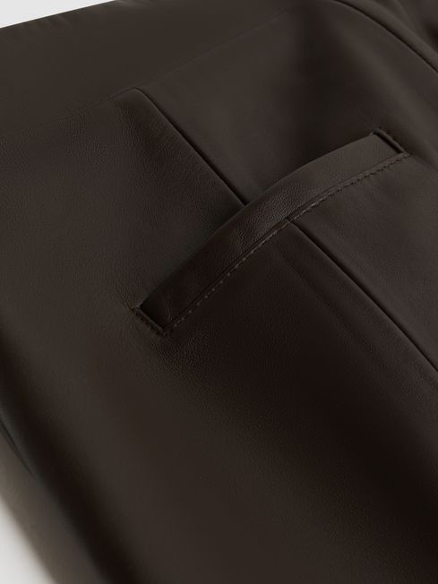 Florere Tapered Leather Trousers in Chocolate