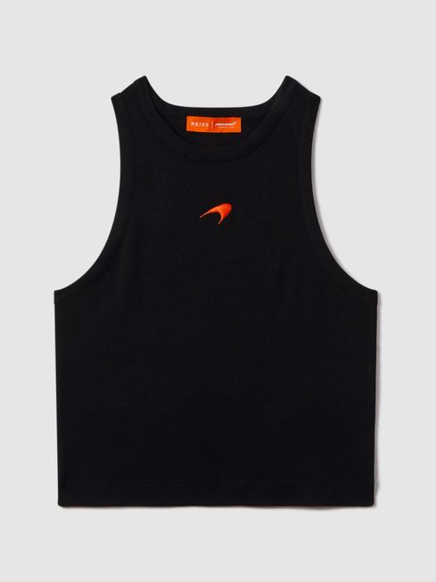 McLaren F1 Ribbed Cotton Embroidered Vest in Black