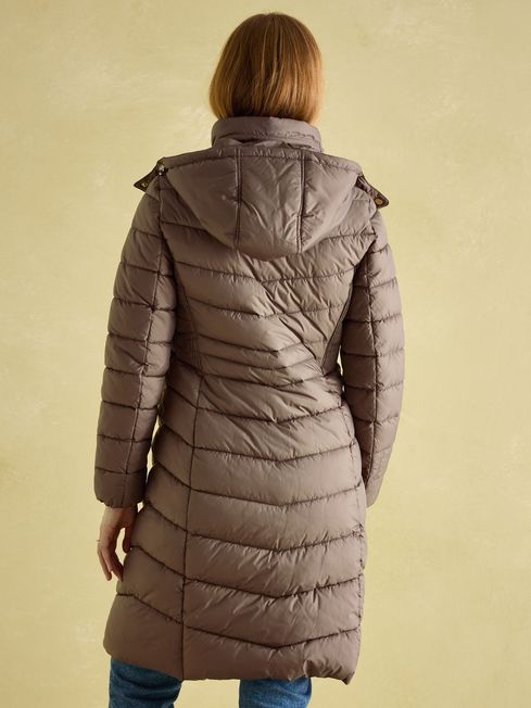 Pembury Neutral Showerproof Longline Padded Coat With Hood Joules