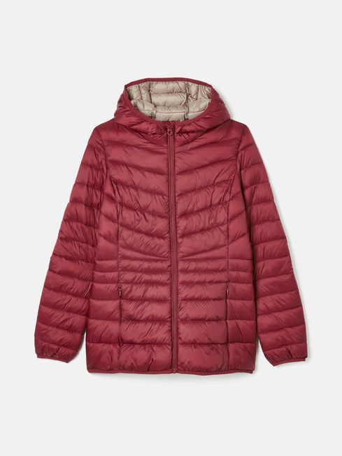 Kenley Dark Red Showerproof Padded Coat with Hood Joules