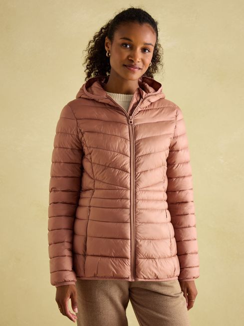 Kenley Pink Showerproof Padded Coat with Hood Joules