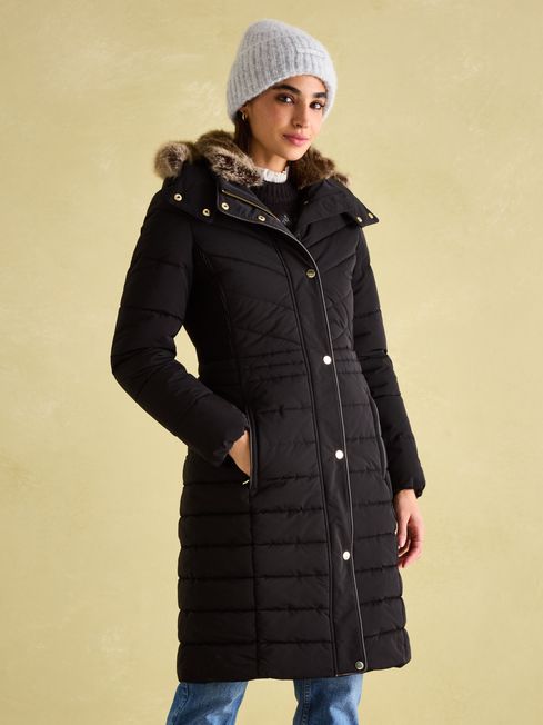 Joules black padded coat sales