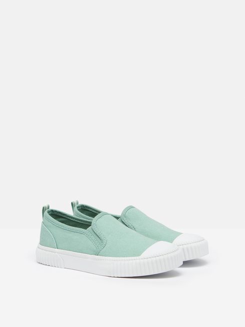 Peasy Green Slip On Plimsolls Joules
