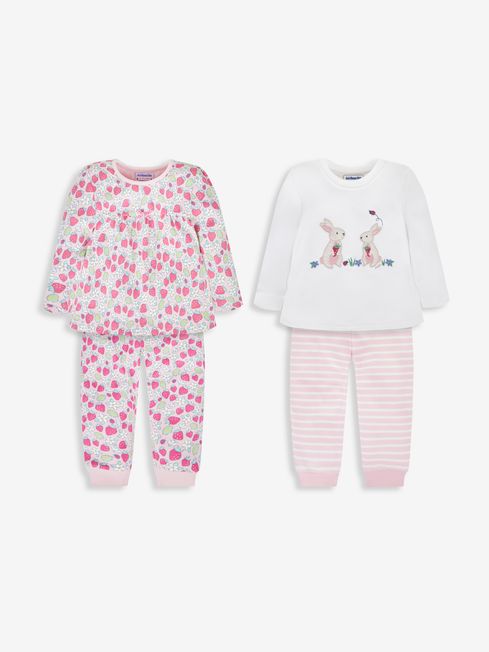 Pink Girls 2 Pack Strawberry Jersey Pyjamas JoJo Maman Bebe