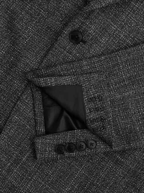 Slim Fit Wool Single Breasted Blazer in Charcoal