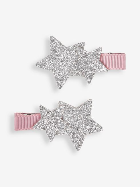 JoJo Maman Bébé Silver 2-Pack Star Glitter Clips