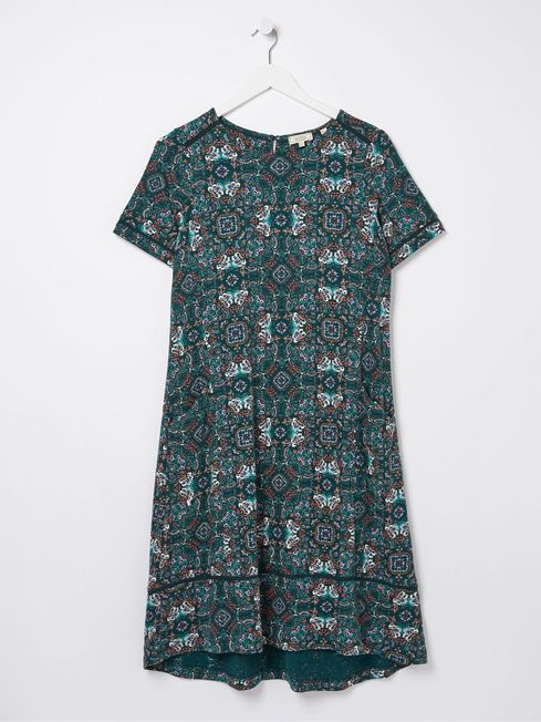 Green Simone Mirrored Floral Jersey Dress FatFace