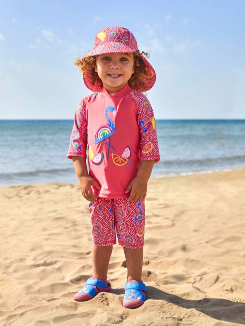 JoJo Maman B b Cornflower Girls Flamingo Embroidered Beach Sandals
