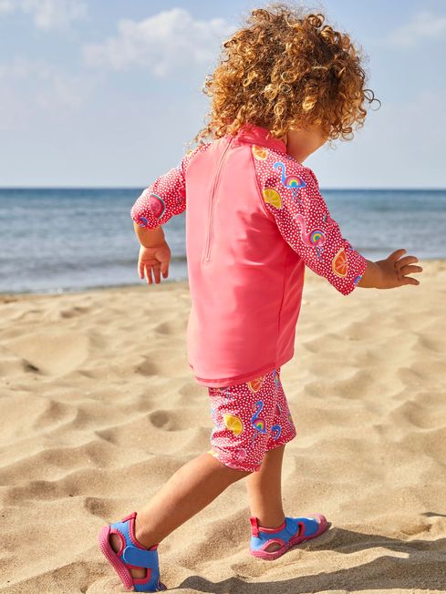 JoJo Maman B b Cornflower Girls Flamingo Embroidered Beach Sandals