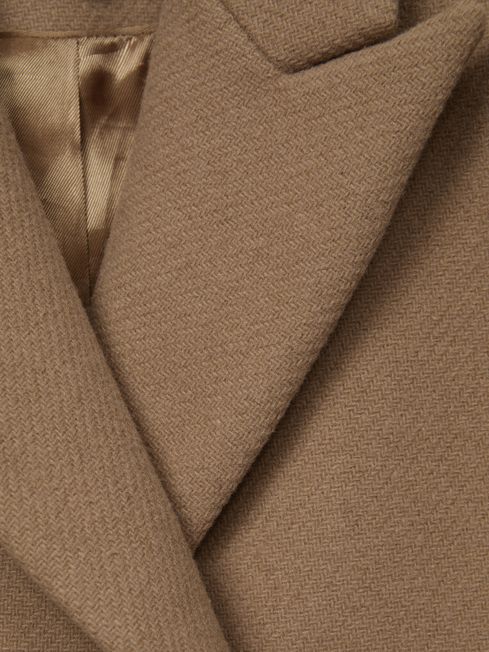 Junior Mid Length Wool Blend Coat in Camel