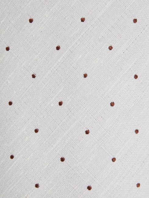 Silk Blend Textured Polka Dot Tie in Cream
