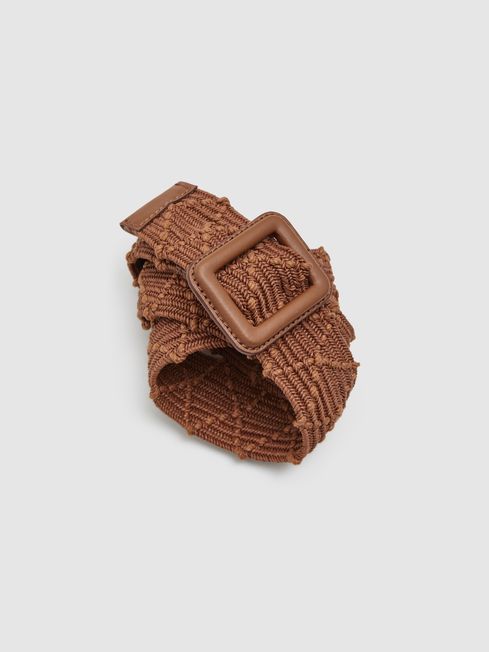 Elasticated Woven Belt in Tan