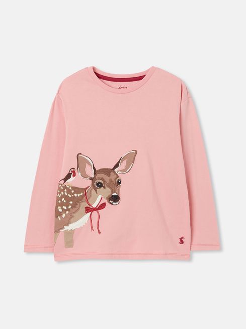 Joules Ava Pink Long Sleeve Artwork T-Shirt