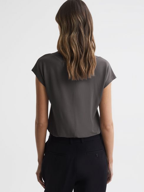 Layered V-Neck T-Shirt in Charcoal