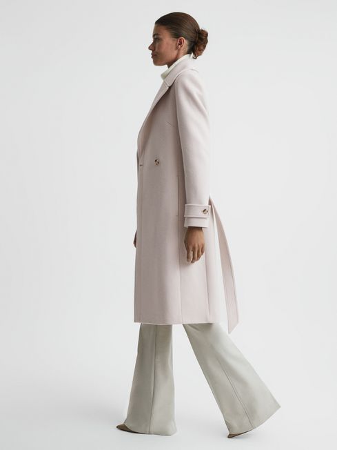 Relaxed Wool Blend Belted Coat in Neutral