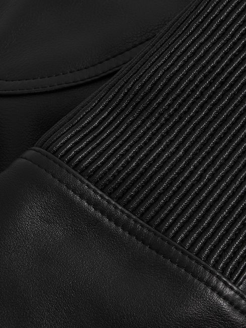 McLaren F1 Embossed Leather Jacket in Black
