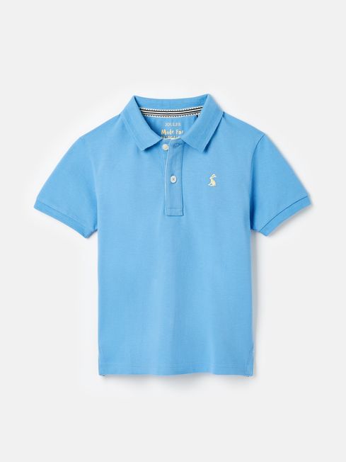 Boys Woody Blue Pique Cotton Polo Shirt Joules