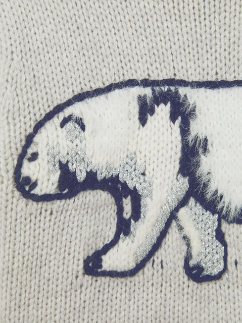 Senior Casual Knitted Polar Bear Jumper in Grey