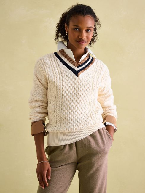 Dawson Cream Cable Knit Cricket Jumper