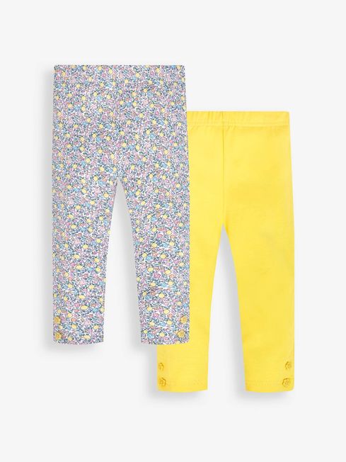 Lemon Ditsy 2 Pack Ditsy Print Yellow Leggings JoJo Maman Bebe