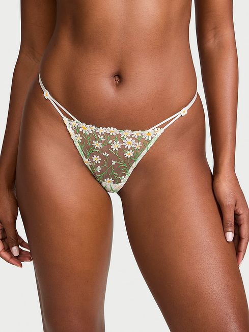 Victoria's Secret Daisy Embroidery White G String Knickers